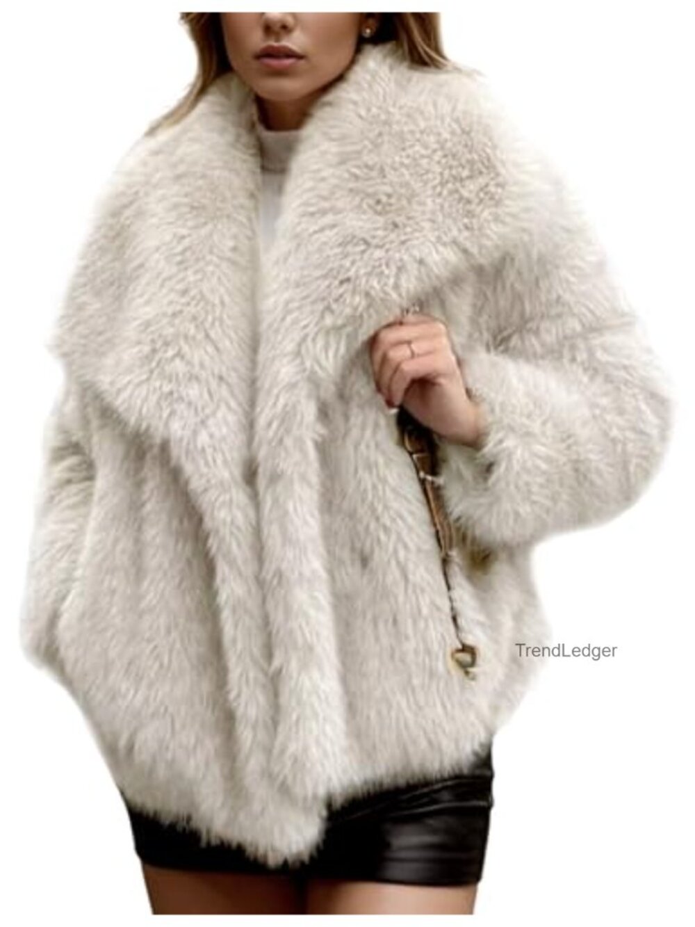 Faux Fur Coat Women Fluffy Warm Open Front Winter Jacket